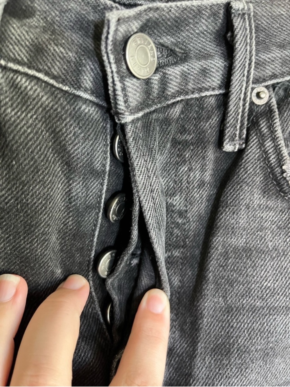 GRLFRND Karolina High Rise Straight Jeans Hot Stuff Black Wash Raw Hem 24 - Picture 5 of 7